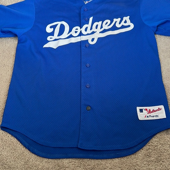 MLB Authentic Majestic Blue LA Dodgers Adult Little League Patch Jersey Sz Large - Picture 3 of 12